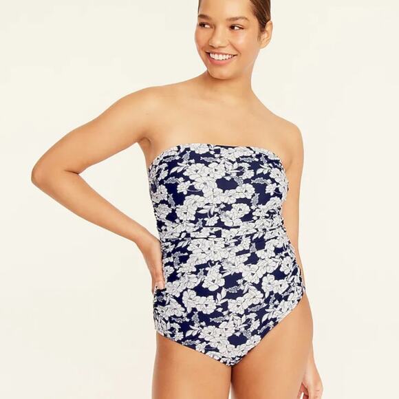 J. Crew Ruched One-Piece Magnolia Floral Swimsuit Plus Size 20 - Picture 2 of 8